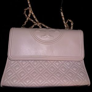 Pink Tory Burch Fleming bag